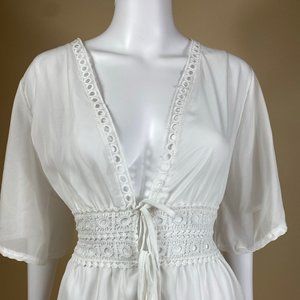 Crochet detailed sheer bathing suit coverup